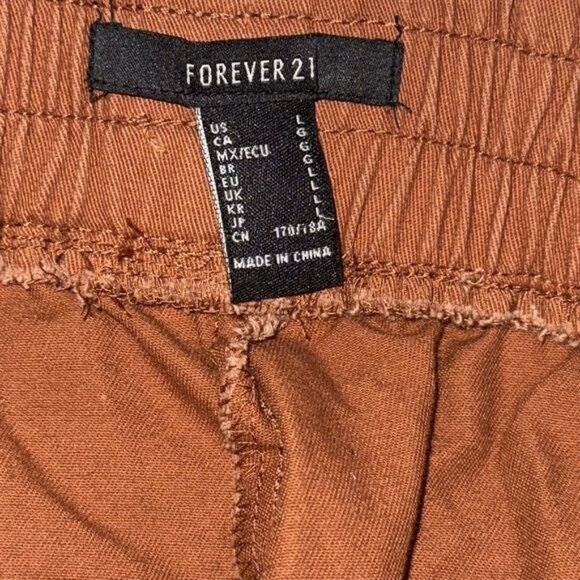 Forever 21 Rust Cargo Pants With Elastic Waist & Drawstring Hem - Picture 3 of 9
